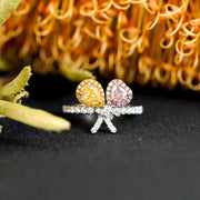 Natural Pink+Yellow Diamond Ring D0.16+0.33ct d0.332ct 18K Stone